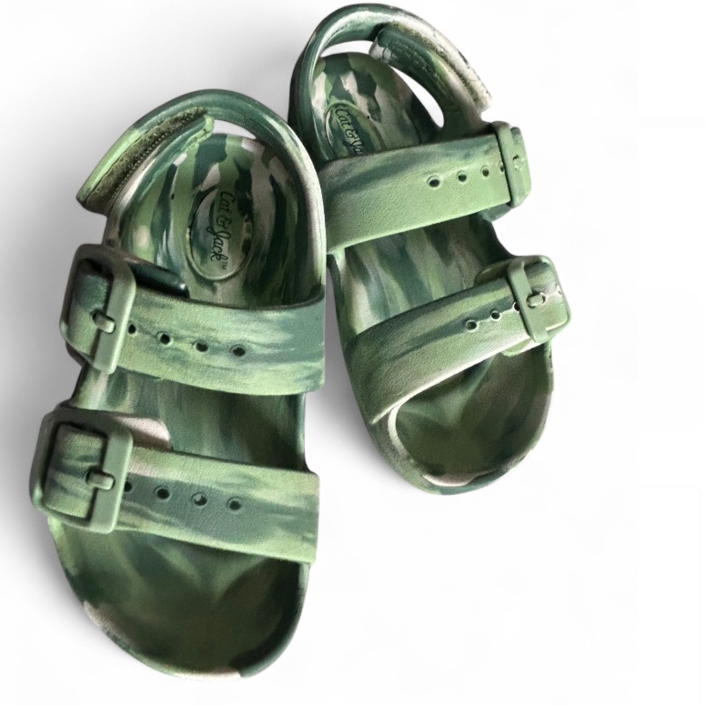 Cat & Jack Green Beach Pool Slip On Sandals Unisex Size 7